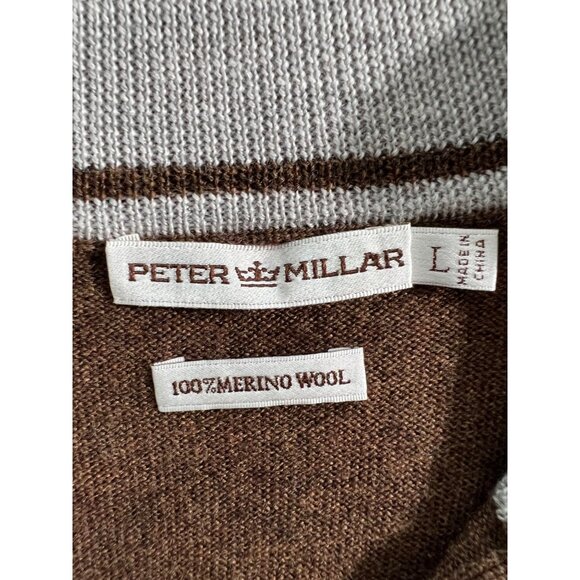 Peter Millar Mens Brown 100% Merino Wool Sleeveless 1/4 Zip Sweater Vest Size L - Picture 3 of 10